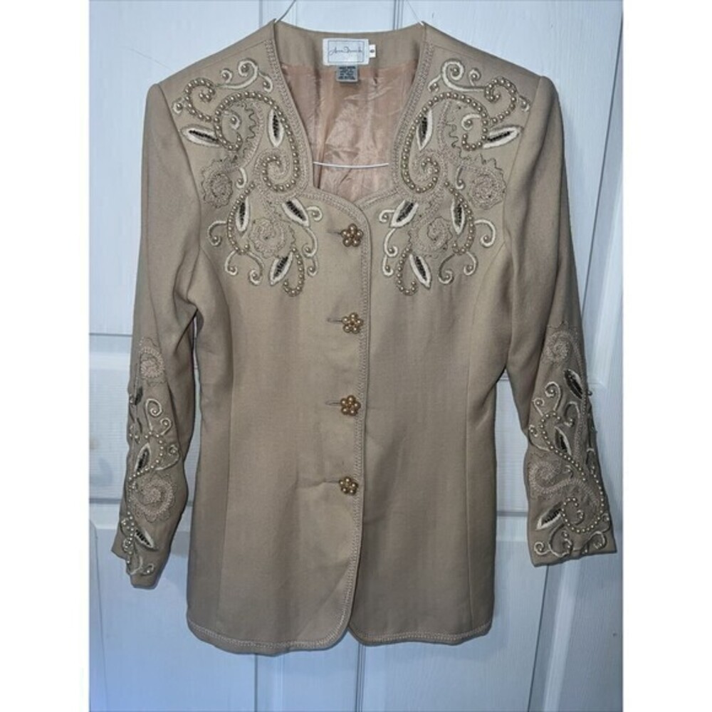 J. McLaughlin Women's Embroidered Tan Jacket